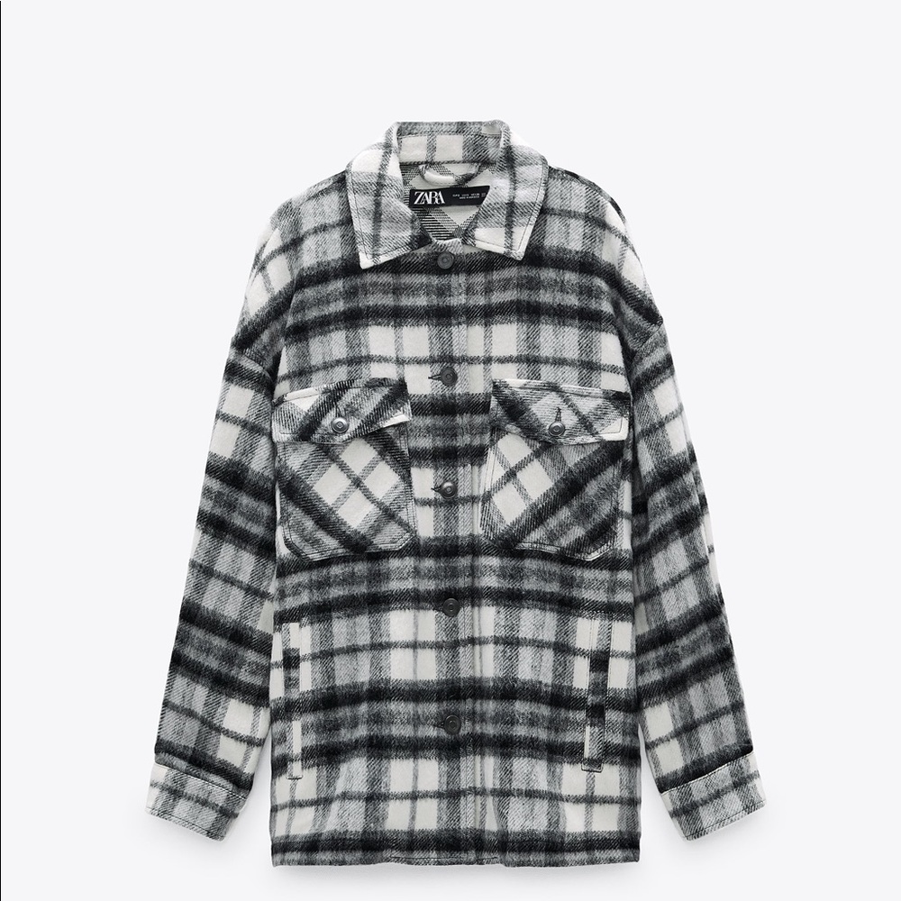 zara wool blend plaid over coat shirt
